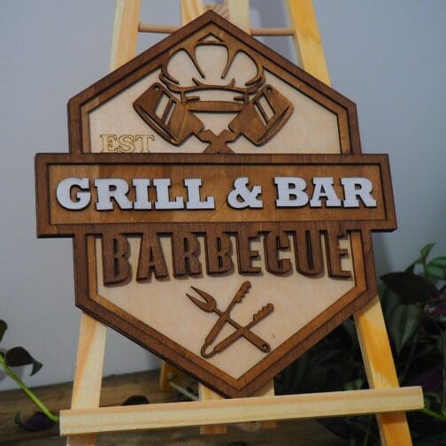 Décoration murale multicouche en bois – Barbecue Bar