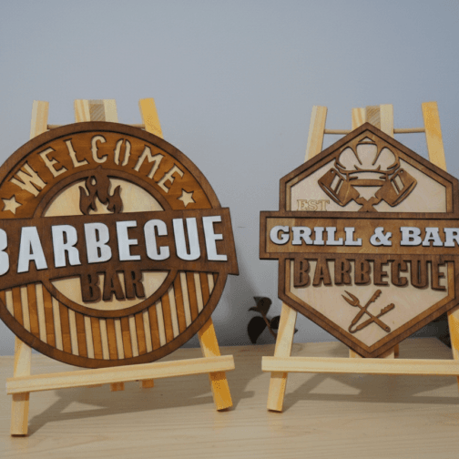 Décoration murale multicouche en bois – Barbecue Bar