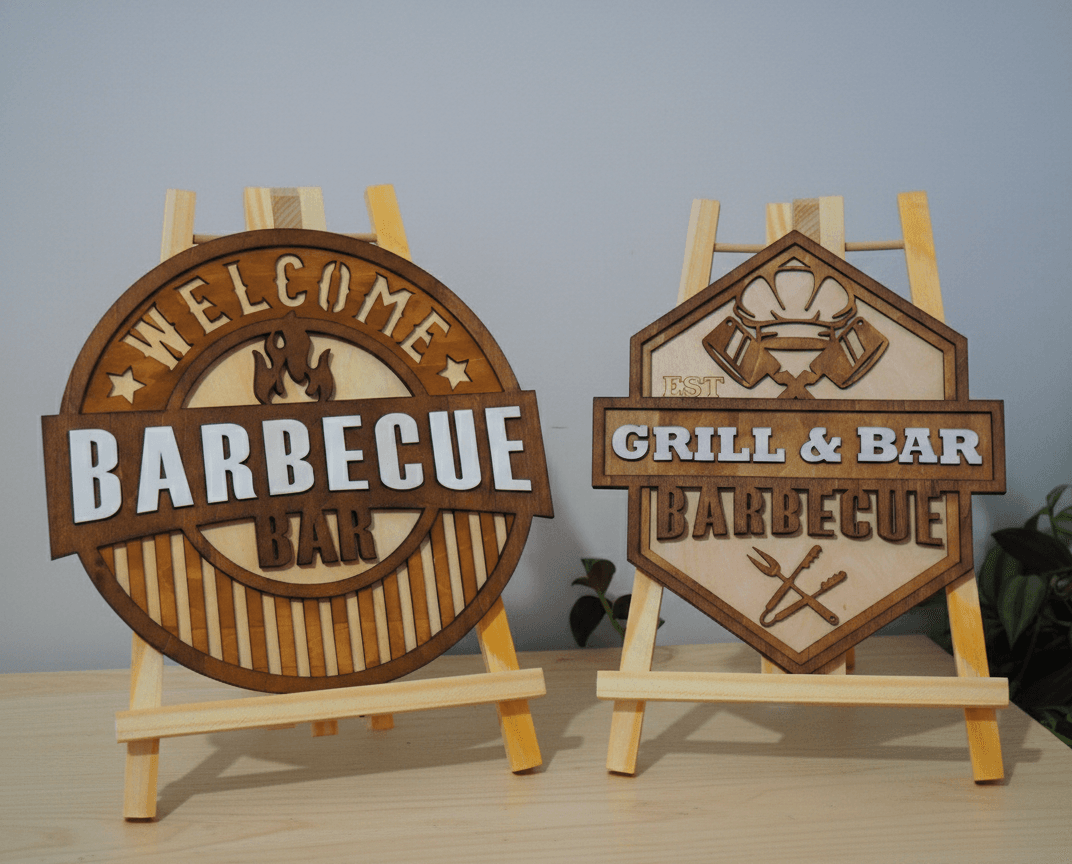 lot de déco mural Grill et bbq découpe laser