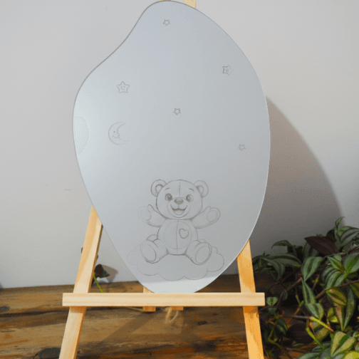 Miroir Gravé Personnalisé Image, Prénom, Date – Ourson