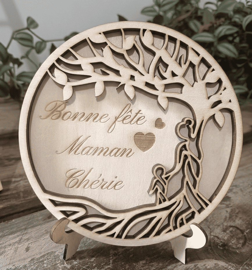 Décoration murale ou à poser en bois à personnaliser idée cadeau fête des mères. Idée cadeau Artisanat Ardèche