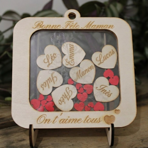Cadre en Bois à Personnaliser Cœurs de Famille