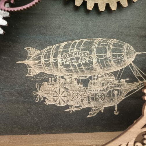 Cadre Steampunk Zeppelin – Création Unique en Bois