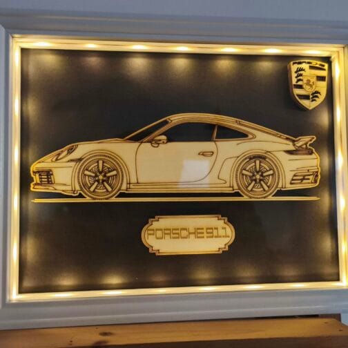 Cadre Lumineux Bois Personnalisable – Collection Auto